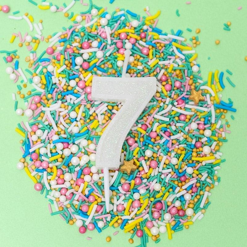 Candle Mini Glitter White No 7