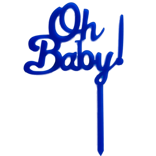 OH BABY Blue Acrylic Cake Topper - Cake Decorating Central