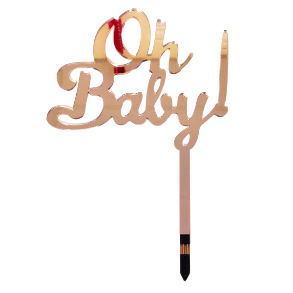OH BABY Rose Gold Mirror Cake Topper - Cake Decorating Central