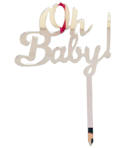 Oh Baby Silver Mirror Topper - Cake Decorating Central