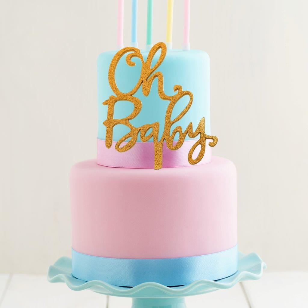 OH BABY GOLD Acrylic Cake Topper