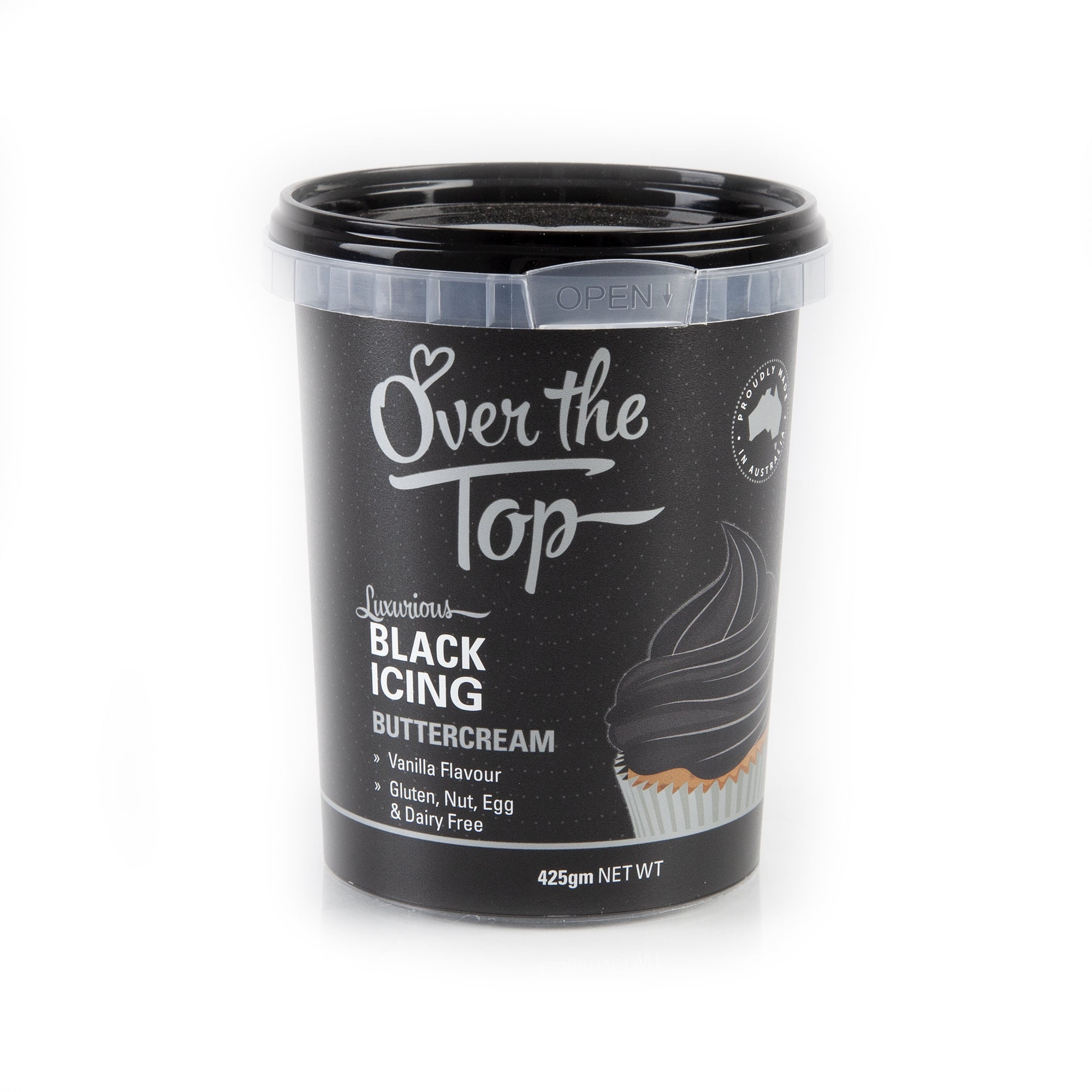 Over The Top Black Buttercream 425g
