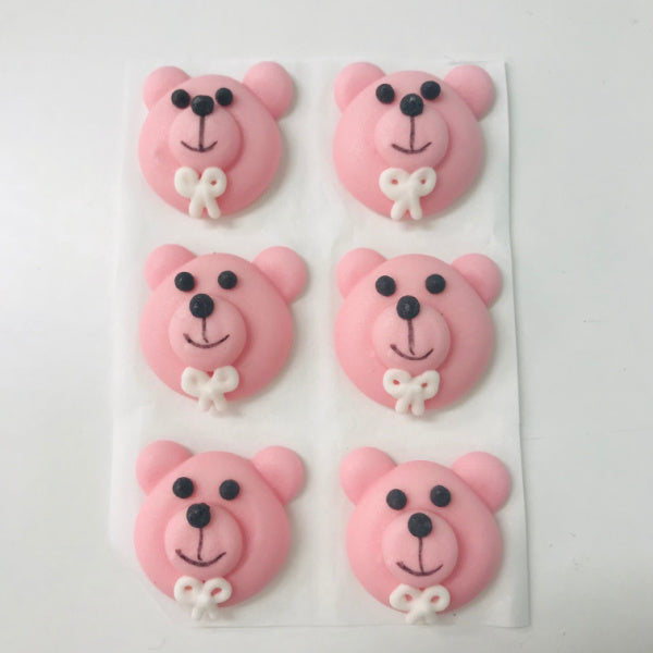 Teddy Decorations Pink 6pce