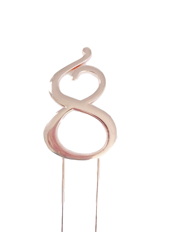 Number 8 ROSE GOLD Metal Cake Topper