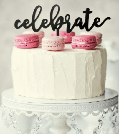 CELEBRATE BLACK Acrylic Cake Topper - Cake Decorating Central