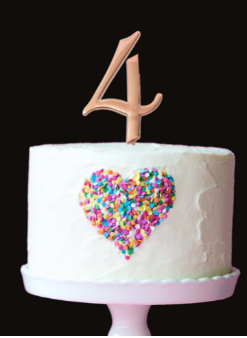 Number 4 ROSE GOLD Metal Cake Topper - Cake Decorating Central