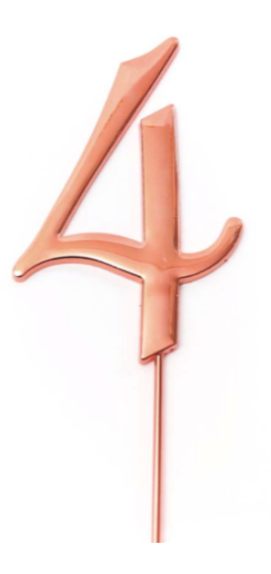 Number 4 ROSE GOLD Metal Cake Topper