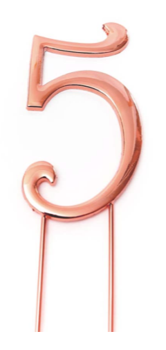 Number 5 ROSE GOLD Metal Cake Topper