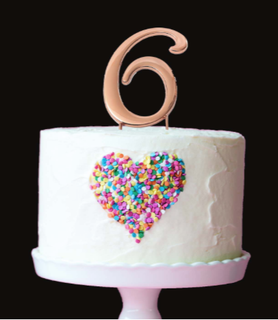 Number 6 ROSE GOLD Metal Cake Topper - Cake Decorating Central