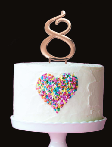 Number 8 ROSE GOLD Metal Cake Topper - Cake Decorating Central