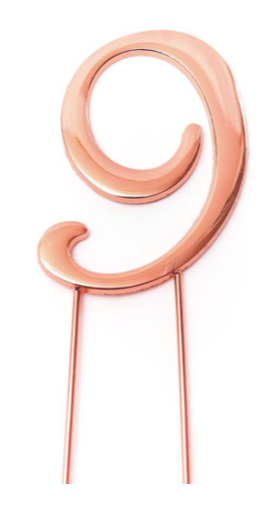 Number 9 ROSE GOLD Metal Cake Topper