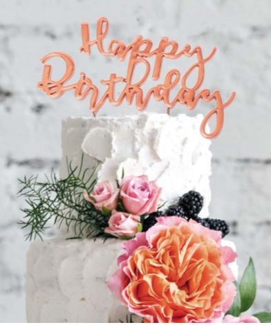 HAPPY BIRTHDAY ROSE GOLD Metal Cake Topper - Cake Decorating Central
