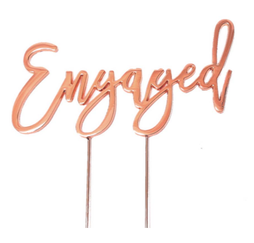 ENGAGED ROSE GOLD Metal Cake Topper