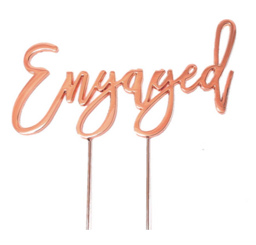 ENGAGED ROSE GOLD Metal Cake Topper - Cake Decorating Central