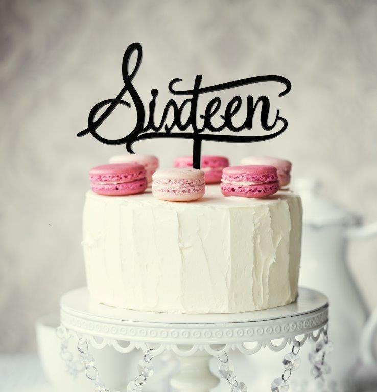 SIXTEEN BLACK Acrylic Cake Topper - Cake Decorating Central