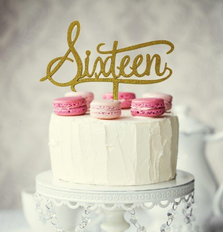 SIXTEEN GOLD Acrylic Cake Topper - Cake Decorating Central