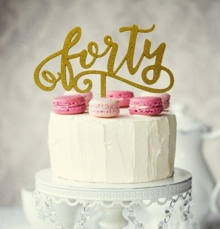 FORTY GOLD Acrylic Cake Topper