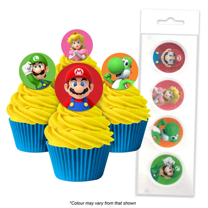 Super Mario Bros Edible Wafer Toppers 16 Piece
