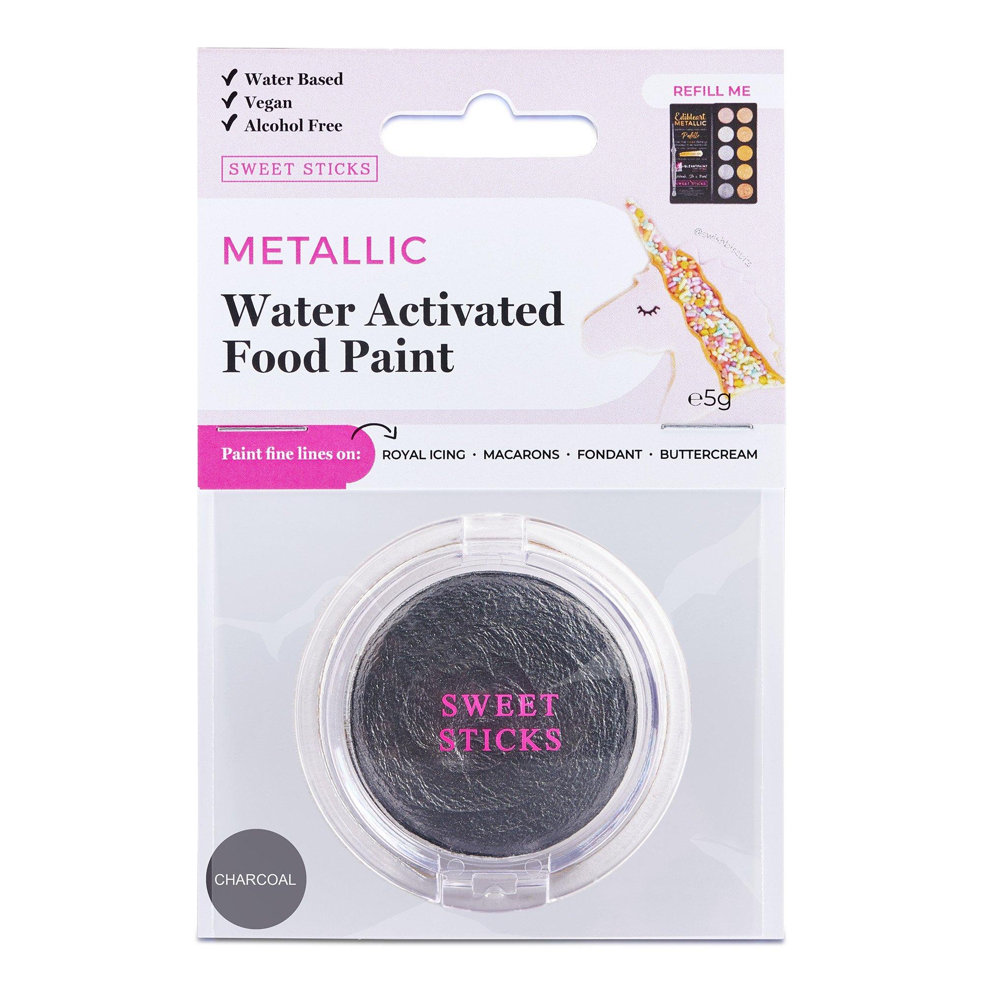 Water Activated Food Paint METALLIC CHARCOAL - Cake Decorating Central