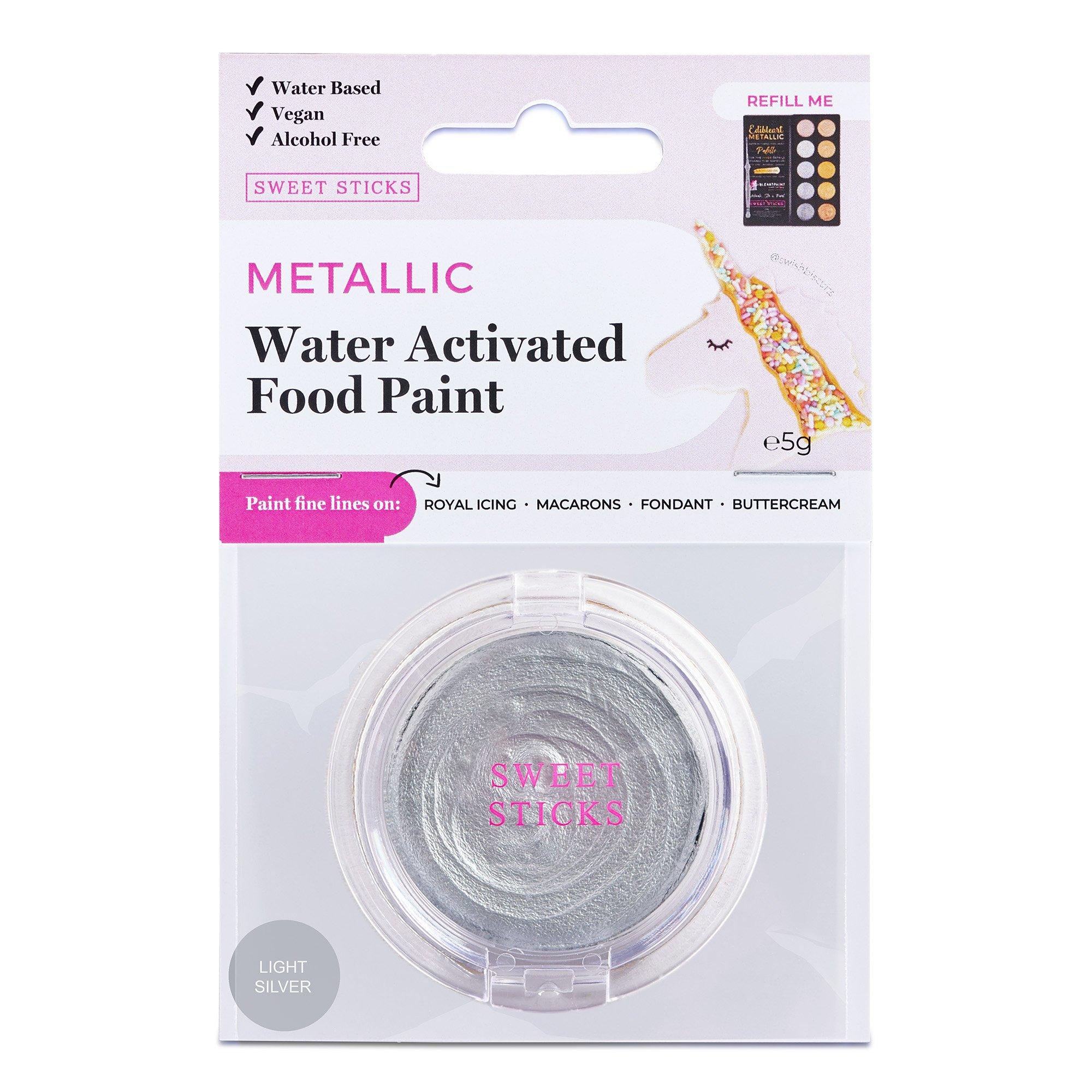 Water Activated Food Paint METALLIC LIGHT SILVER - Cake Decorating Central