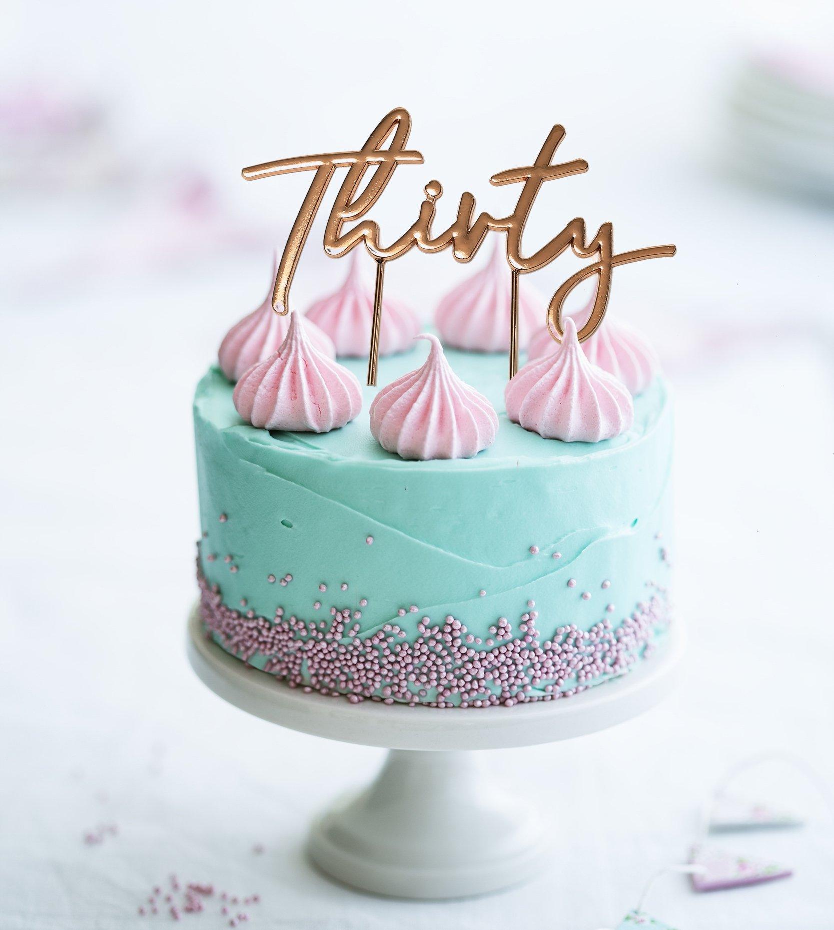 THIRTY ROSE GOLD Metal Cake Topper - Cake Decorating Central