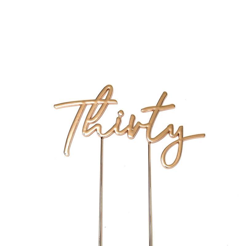 THIRTY ROSE GOLD Metal Cake Topper - Cake Decorating Central
