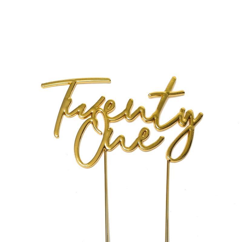 TWENTY ONE GOLD Metal Cake Topper