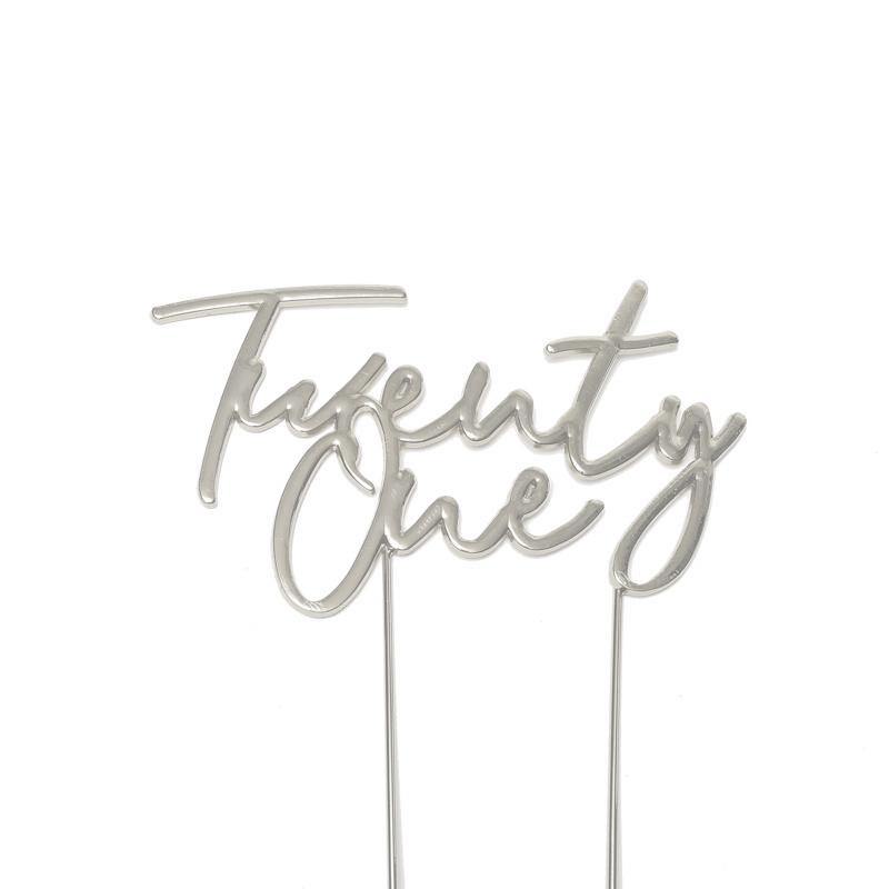 TWENTY ONE SILVER Metal Cake Topper - Cake Decorating Central