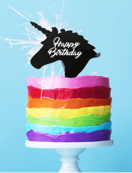 UNICORN BIRTHDAY BLACK Acrylic Cake Topper - Cake Decorating Central