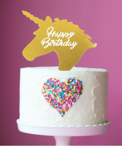 UNICORN HAPPY BIRTHDAY GOLD Acrylic Cake Topper - Cake Decorating Central