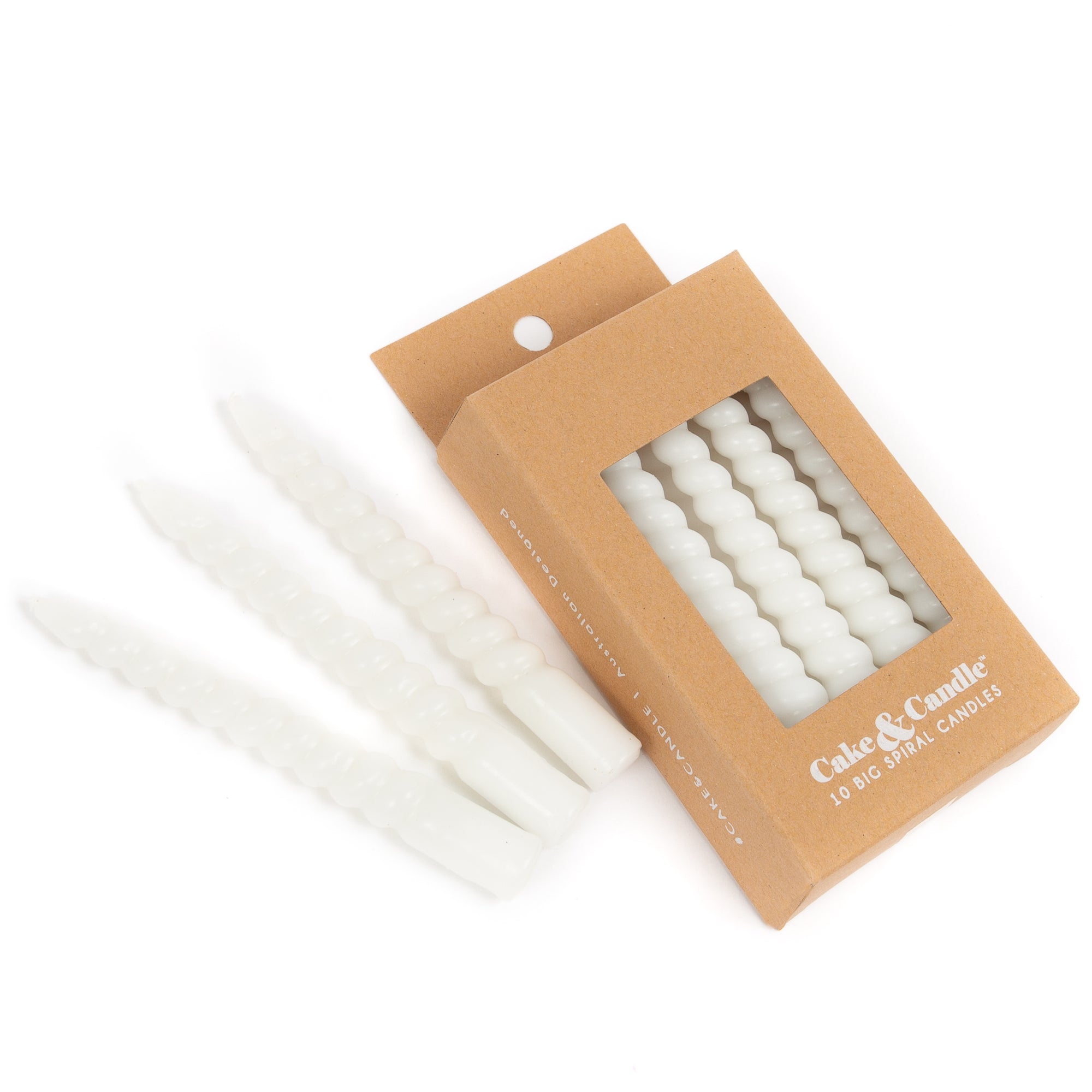 WHITE Big Spiral Candles 10pk